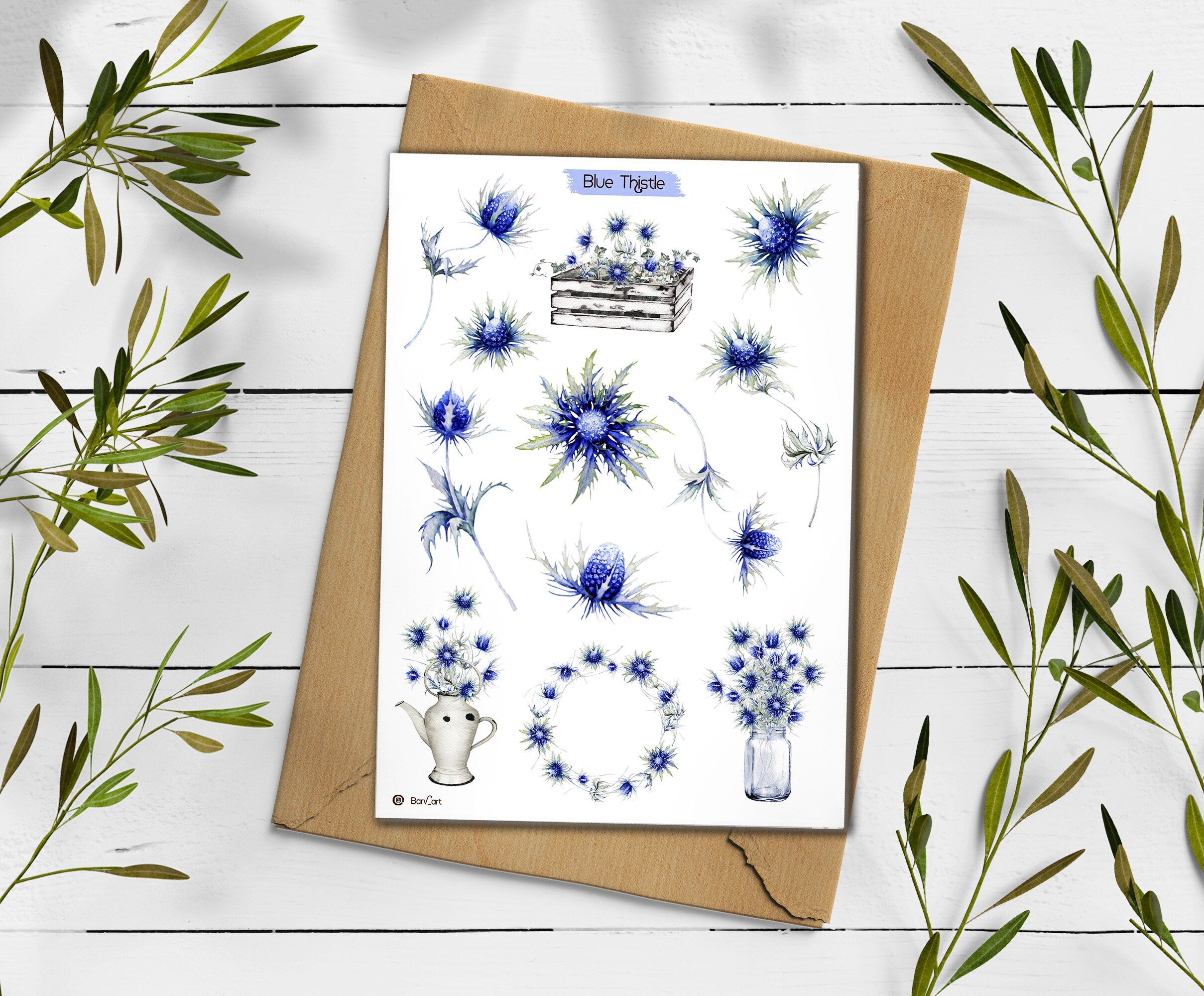 Blue Thistle Stickers: Wildflower Scotland Sticker Pack