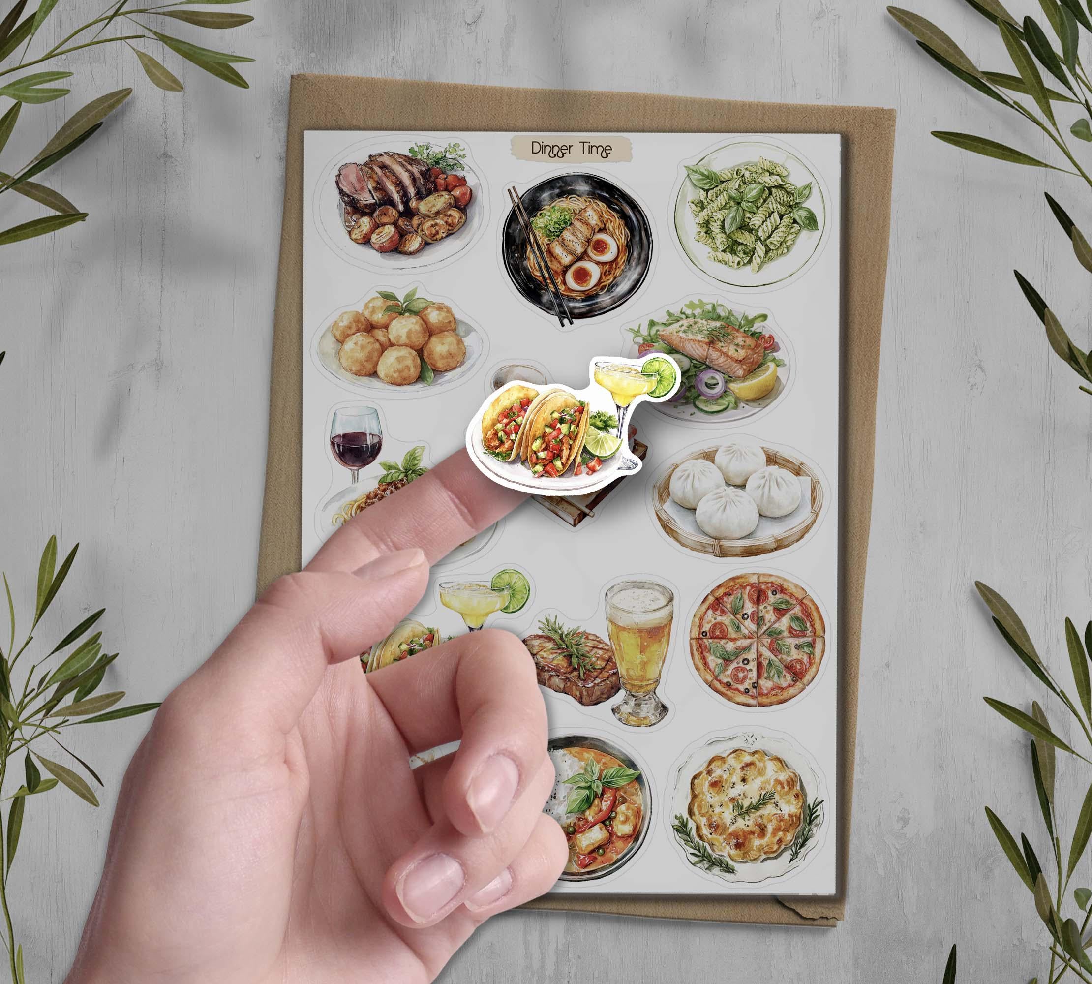 Dinner Stickers. Cooking Stickers. Meal Sticker Recipes. ramen, Pasta, Sushi, Roast Stickers. Food Sticker. Restaurant Stickers