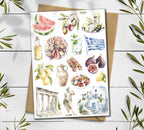 Greece Travel Sticker Sheet: Mediterranean Lemon Stickers