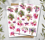 Fuchsia Flower Stickers: Spring Wildflower Planner Stickers