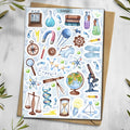 Watercolor Science Stickers: Chemistry, Teacher, Journal
