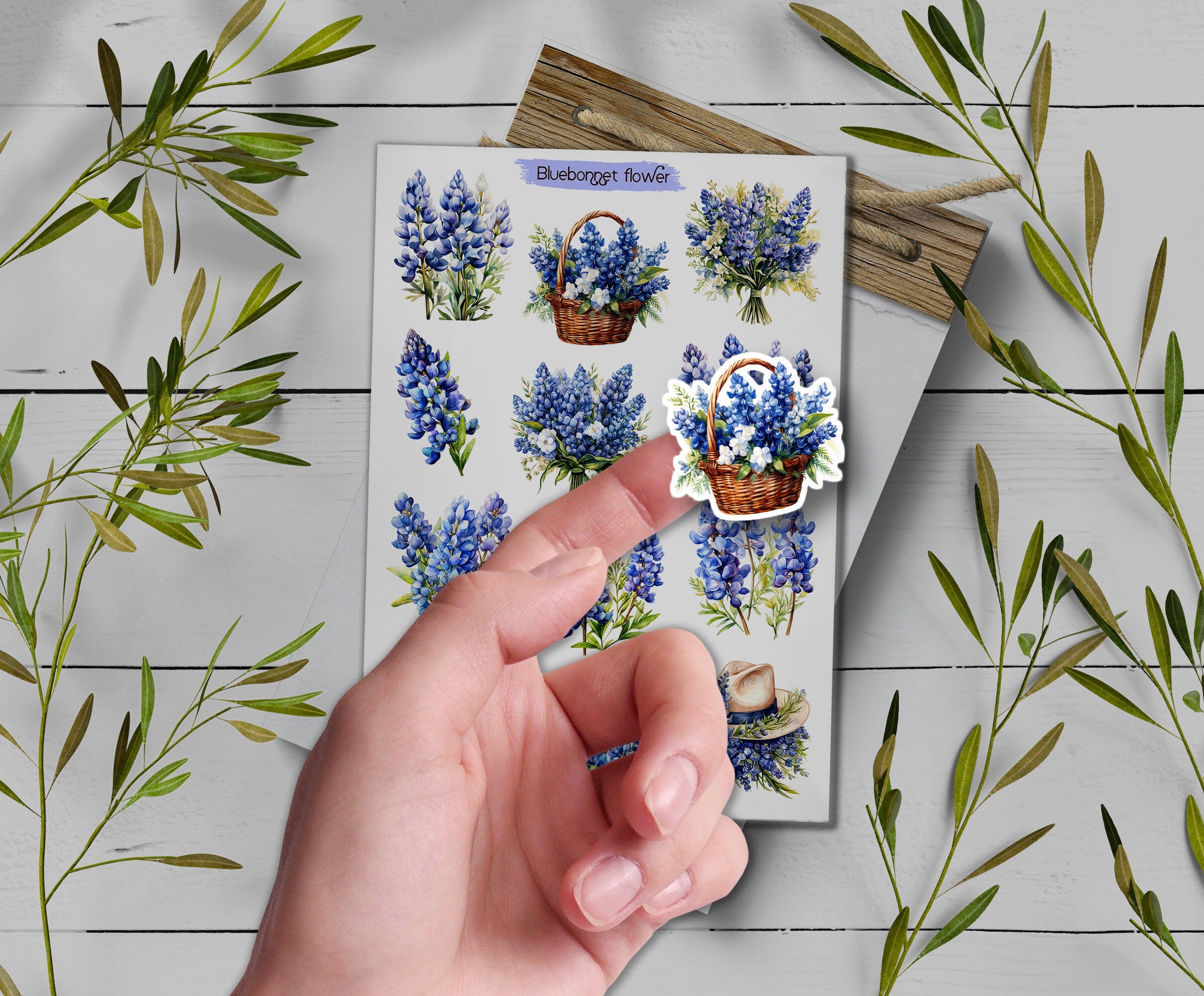 Bluebonnet Flower Stickers: Wildflower Spring Decals