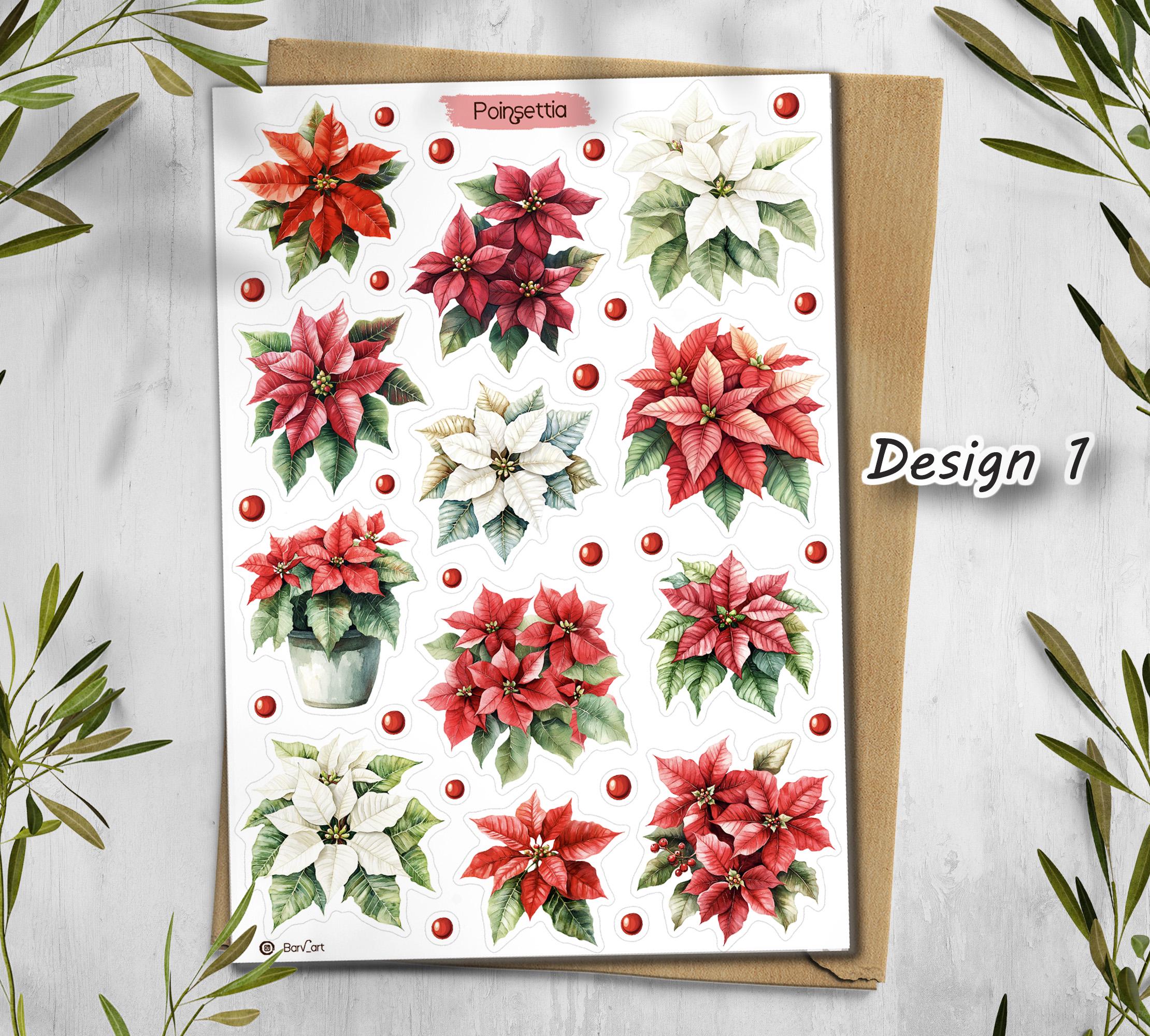 Poinsettia Christmas Stickers