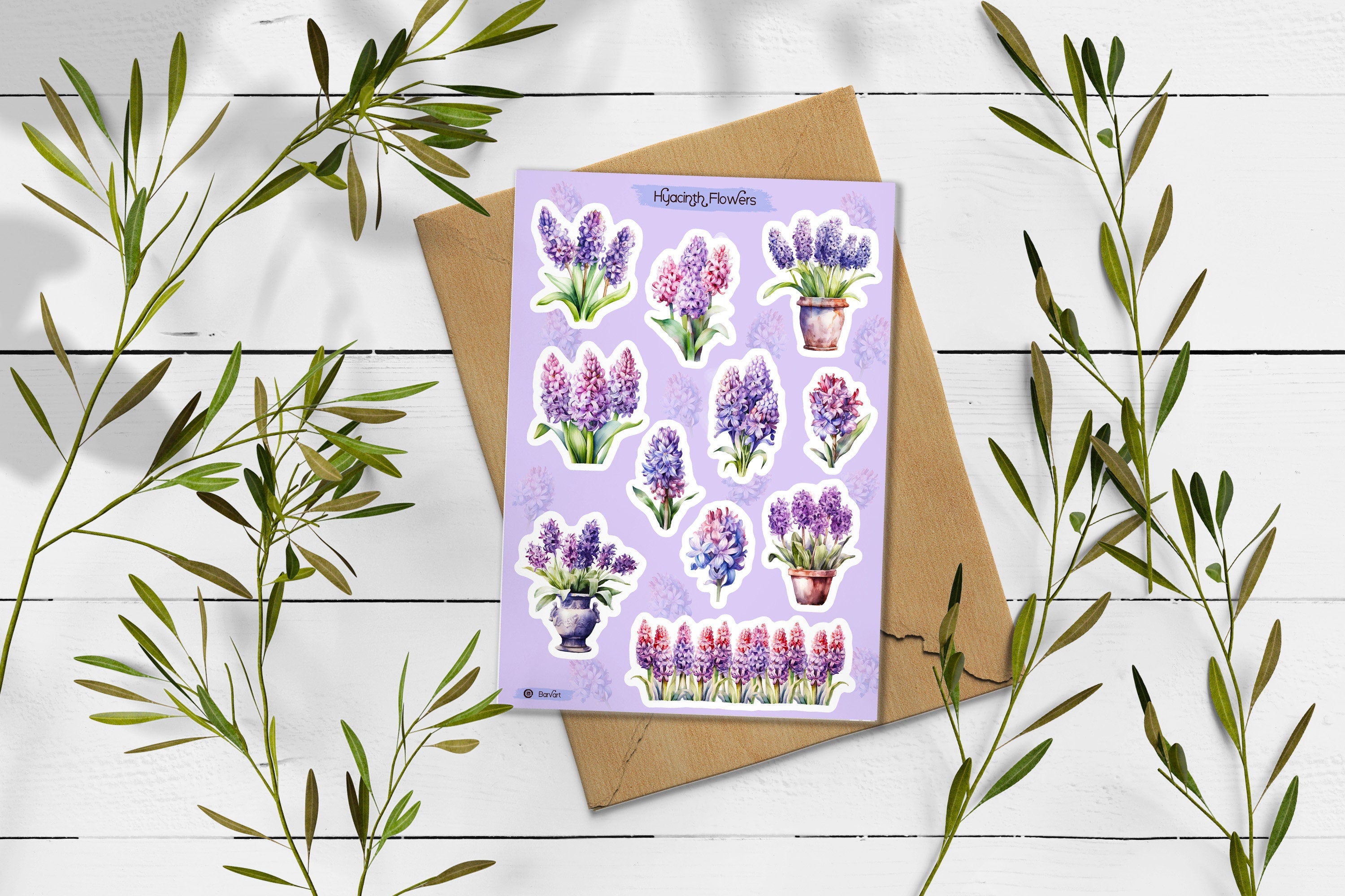 Hyacinth Flower Stickers: Spring Blossom Planner Stickers