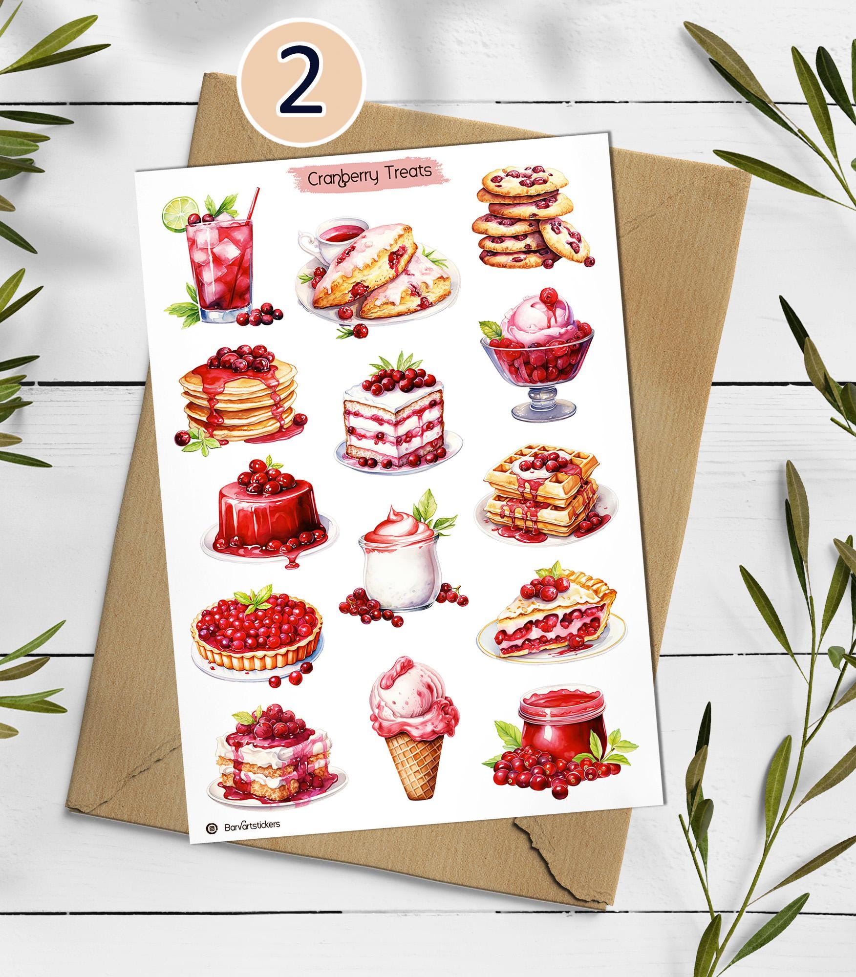 Cranberry Stickers: Foraged Berry Planner Stickers