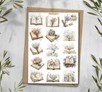 Floral Books Stickers: Vintage Library Planner Scrapbooking