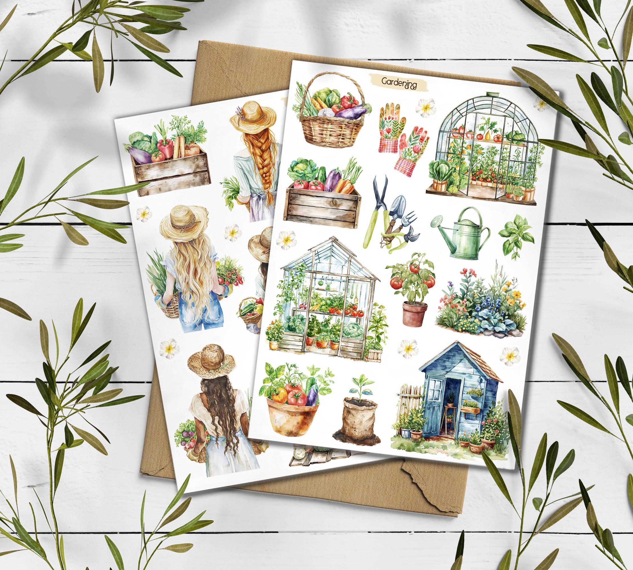 Gardening Stickers: Farmhouse Fruit & Vegetable Planner Stickers