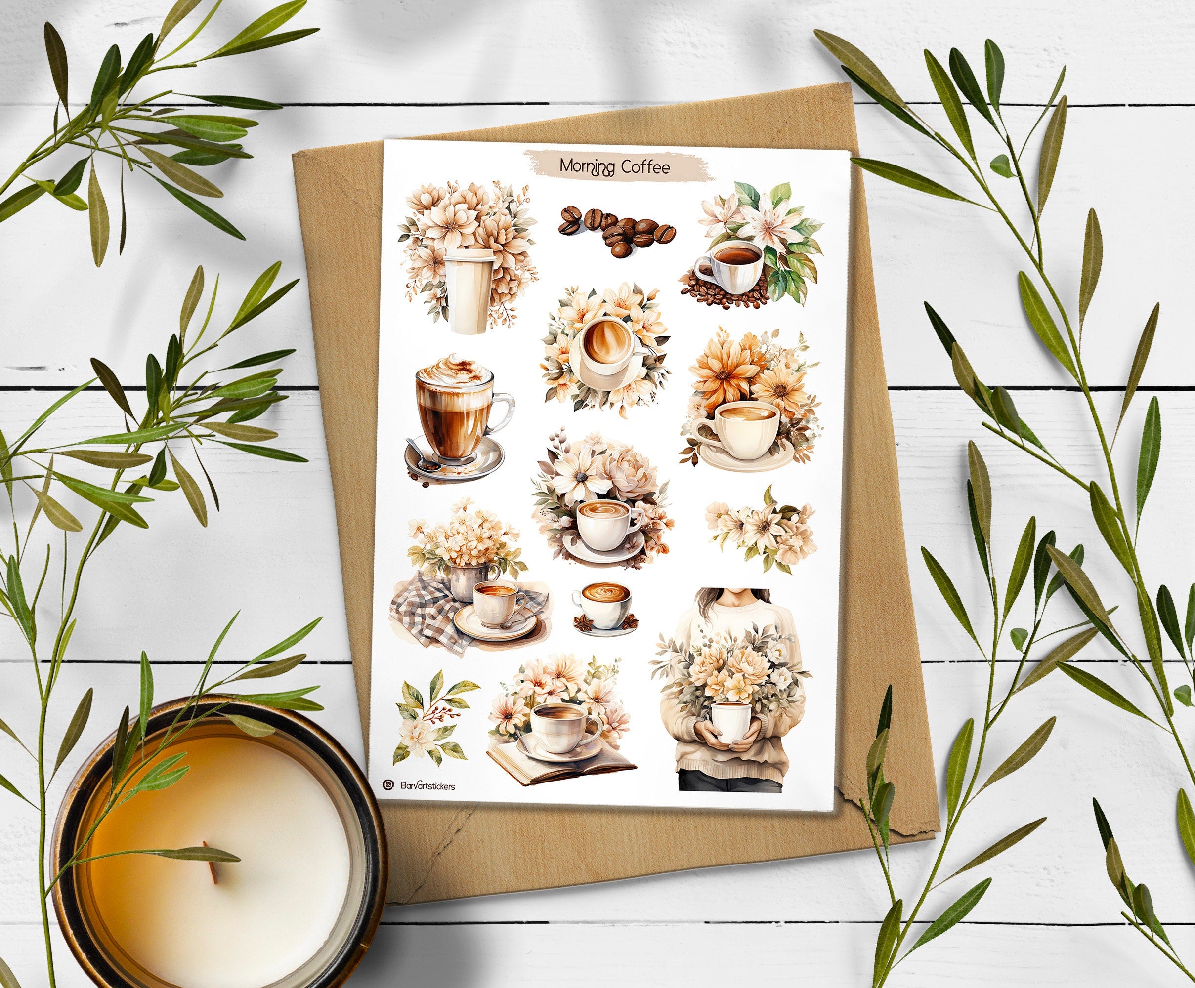 Coffee Stickers: Floral Reading Stickers for Planners