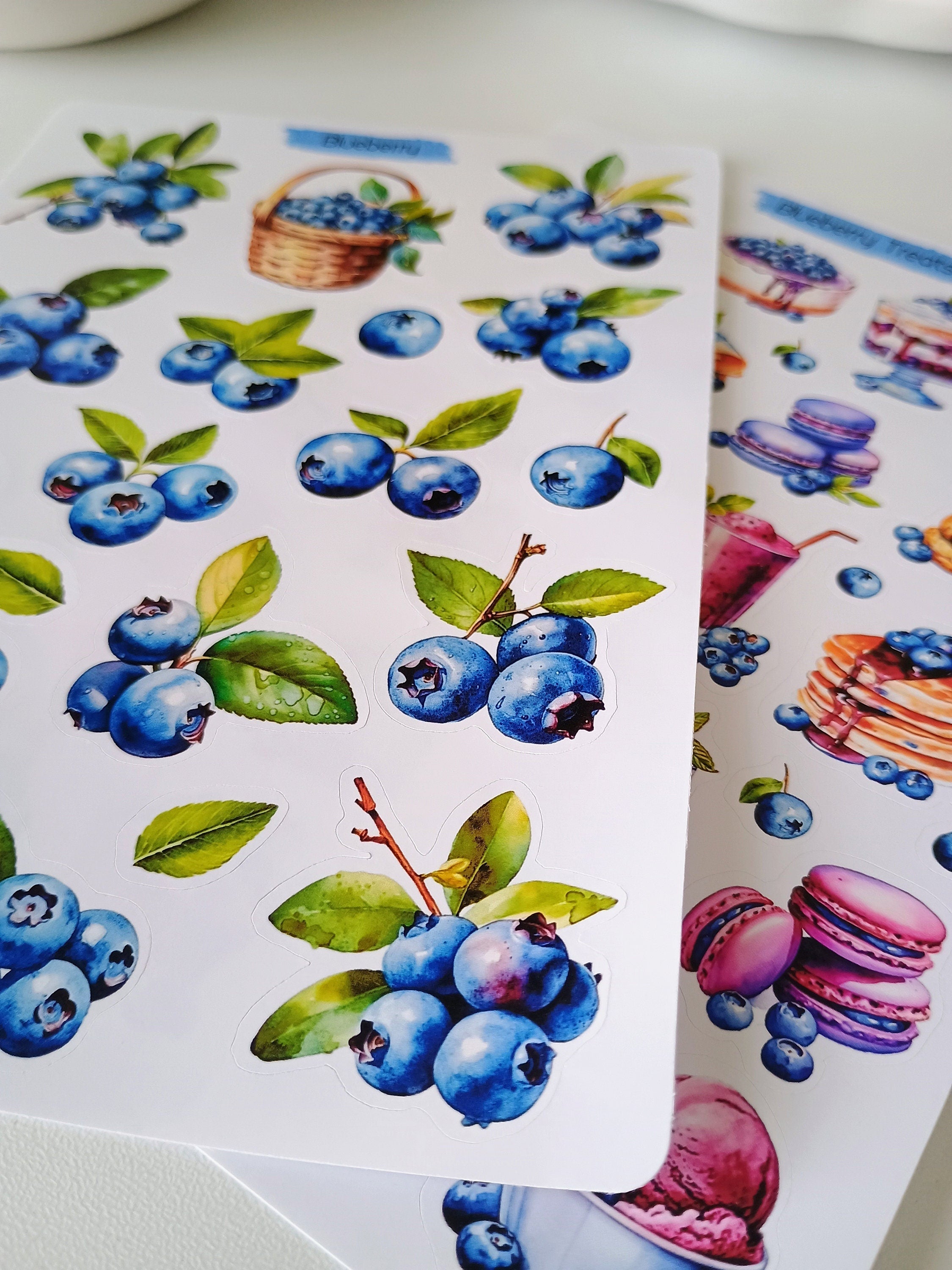 Blueberry Stickers. Summer Berry Planner Stickers. Blueberry treats stickers. Journaling, Scrapbooking Stickers