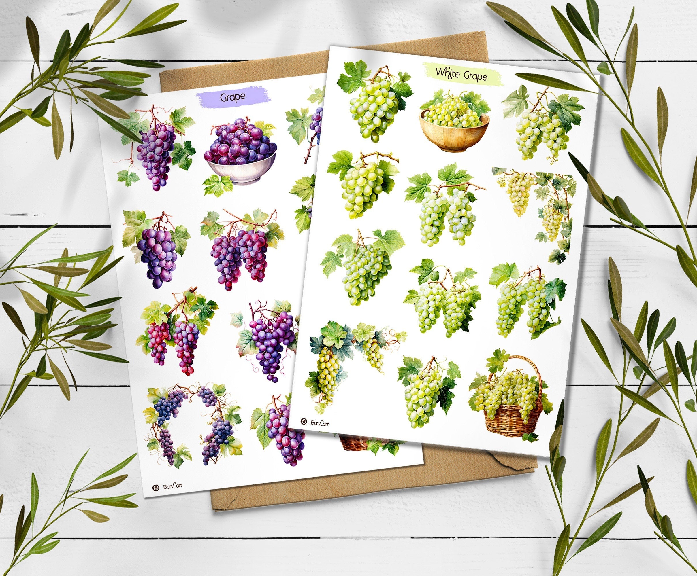 Grape Sticker Sheet: Foraged Summer Planner Stickers