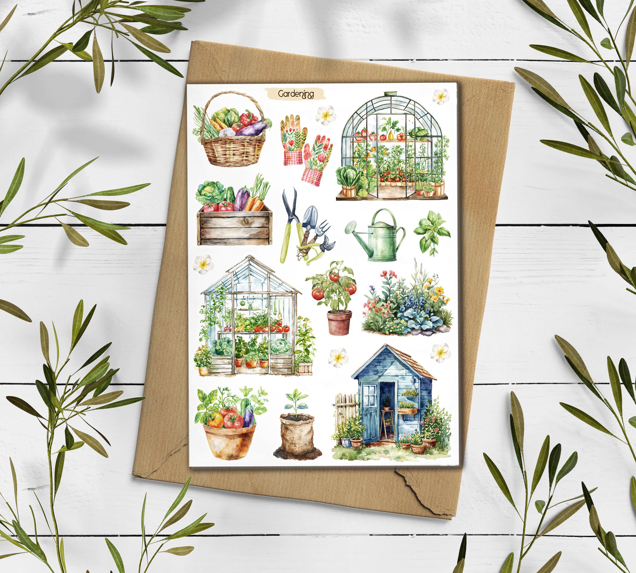 Gardening Stickers: Farmhouse Fruit & Vegetable Planner Stickers
