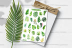 Tropical Plant Leaf Sticker Sheet: Handmade Planner Stickers