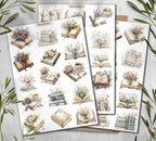 Floral Books Stickers: Vintage Library Planner Scrapbooking