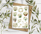 Daisy Sticker Sheet: Watercolor Wildflowers, Spring Planner Stickers