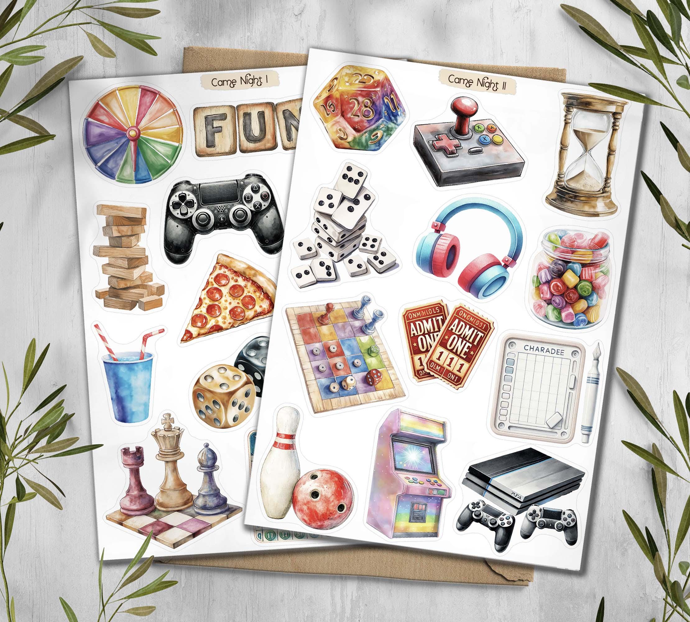 Game Night Stickers. Gaming Stickers. Bord Games Stickers. Family night Sticker Sheet. Planner Scrapbooking