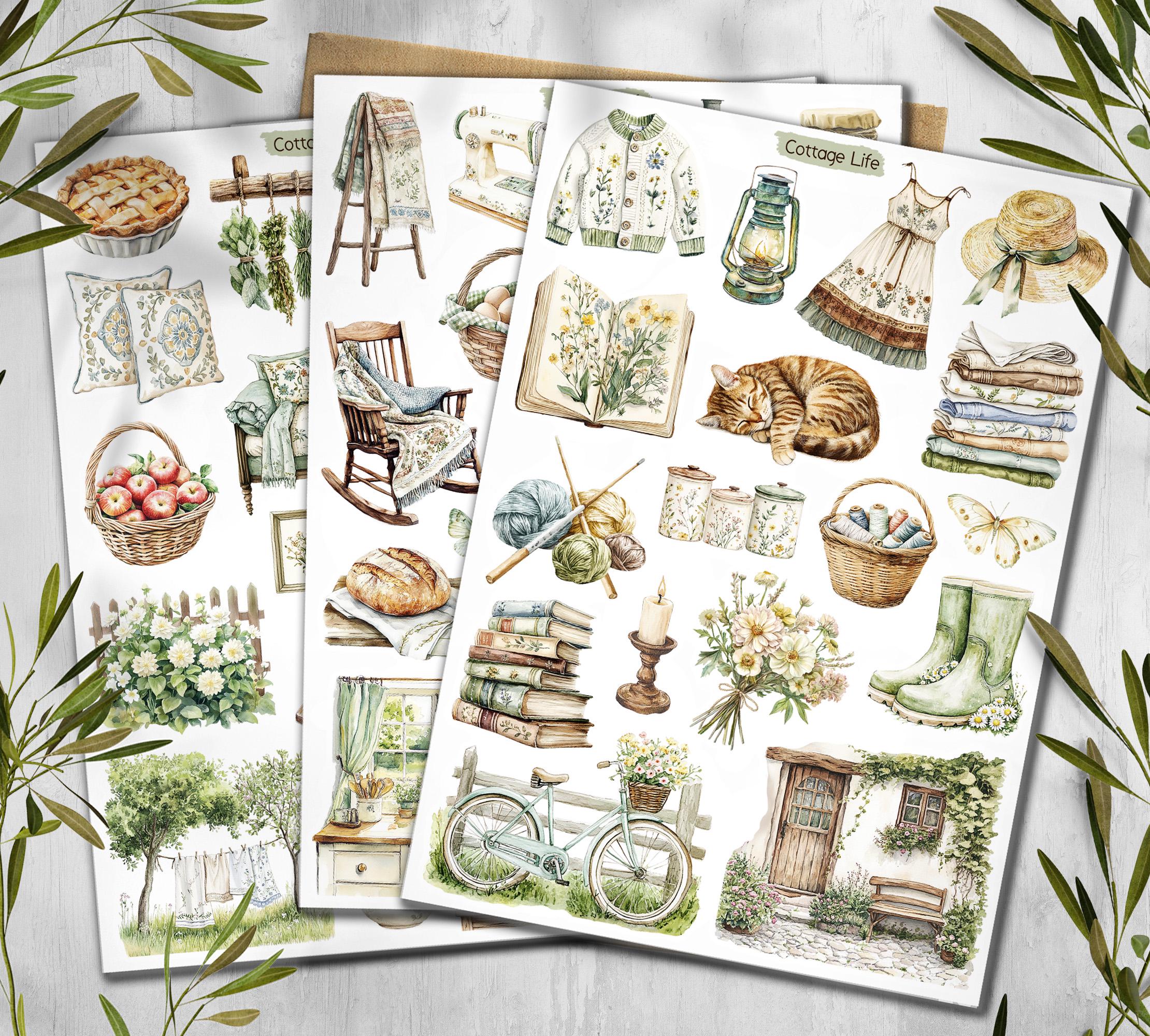 Cottagecore Stickers: Rustic Farm Scrapbook Stickers
