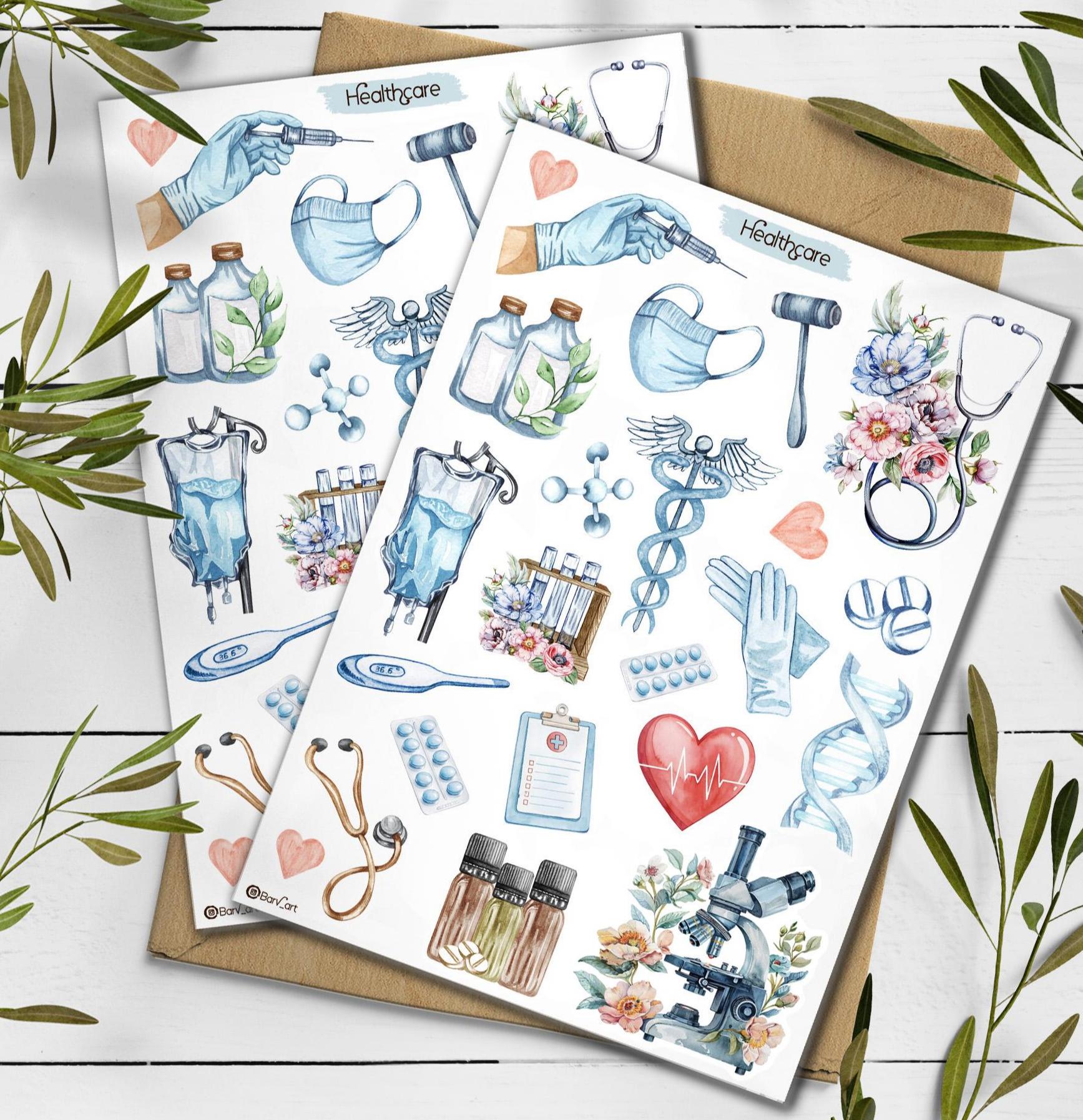 Healthcare Sticker Sheet: Nurse, Medical, Planner, Scrapbook