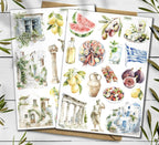 Greece Travel Sticker Sheet: Mediterranean Lemon Stickers