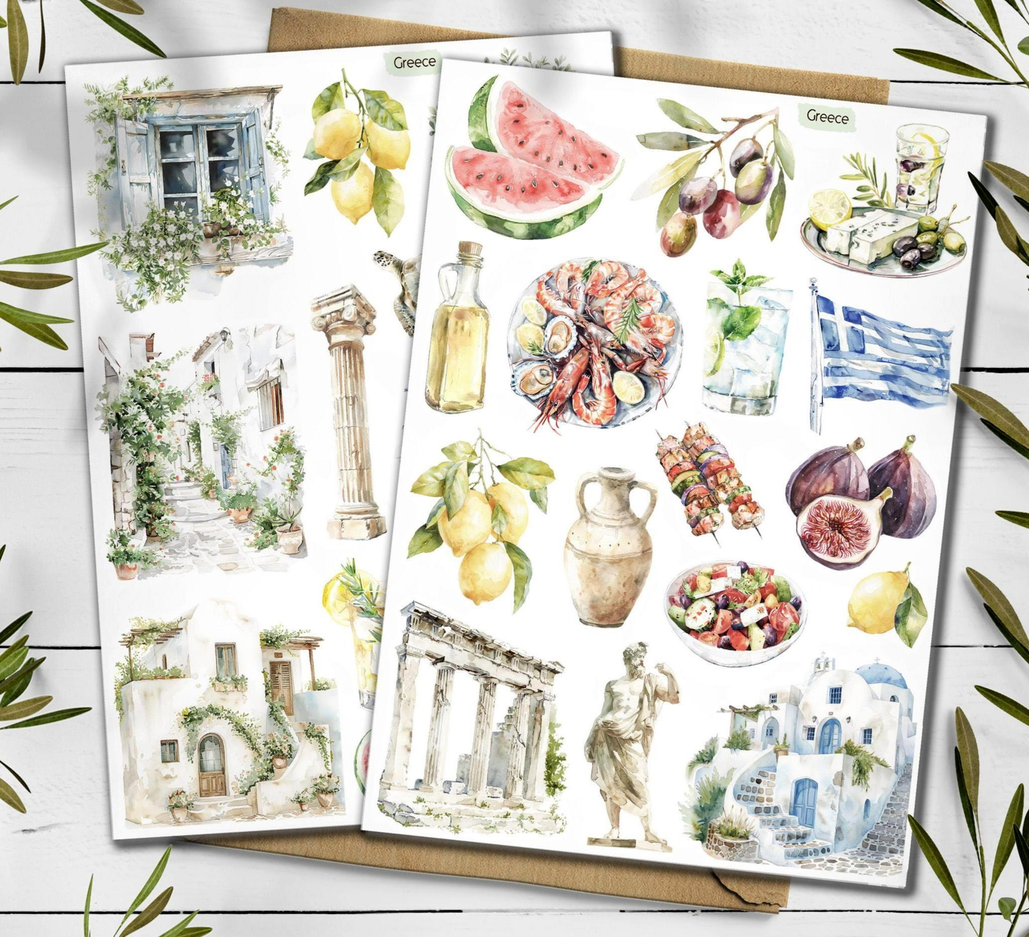 Greece Travel Sticker Sheet: Mediterranean Lemon Stickers