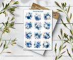 Blue & White Flower Stickers (00168)