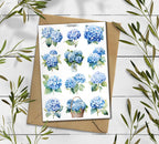 Hydrangea stickers. White Hydrangea Stickers. Blue Hydrangea Flower Stickers. Summer Blossom Stickers. Bullet Journal. Garden Scrapbooking