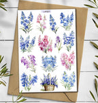 Larkspur Birth flower Stickers. Larkspur flowers Sticker. Wildflowers Sticker Pack. Delphinium Stickers. Blue Flower Sticker. Bullet Journal