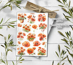 Red Poppy Stickers: Wildflower Scrapbooking Stickers