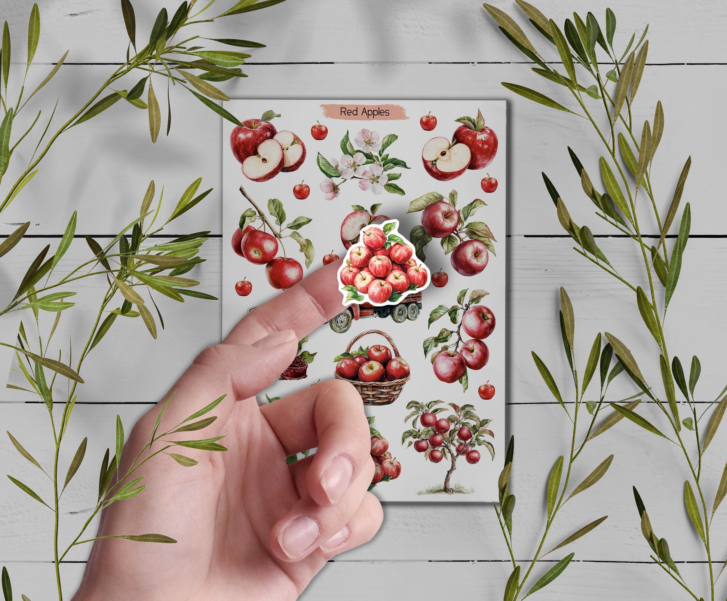Apple Stickers: Cottagecore Planner, Scrapbook Decoration