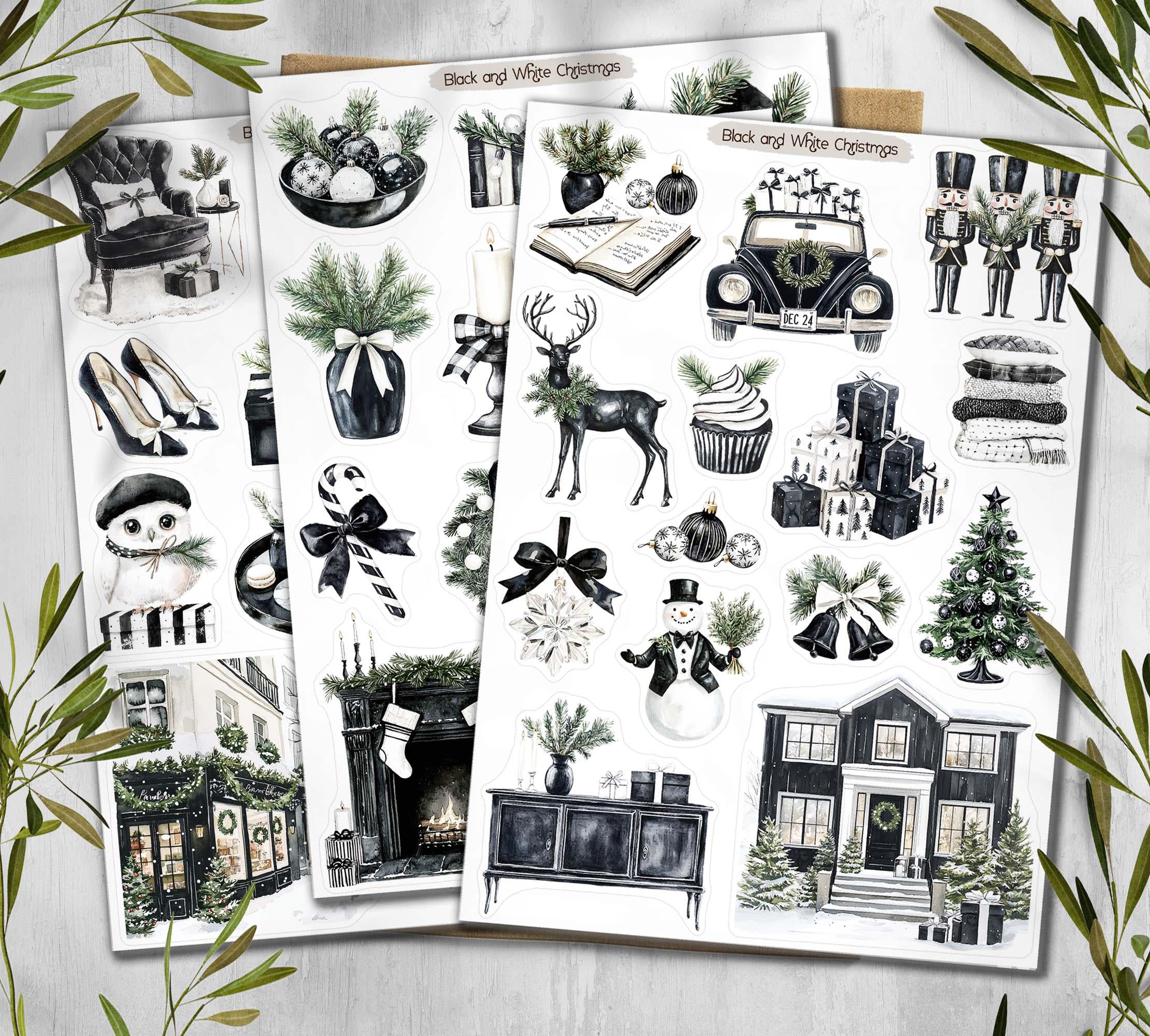 Black and White Winter Stickers