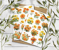 Marigold Stickers. Marigold Flowers Sticker. Wildflowers Sticker Pack. Autumn sticker. Transparent Marigold Sticker. Bullet Journal