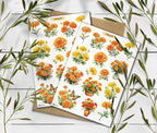 Marigold Stickers. Marigold Flowers Sticker. Wildflowers Sticker Pack. Autumn sticker. Transparent Marigold Sticker. Bullet Journal