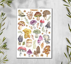 Mushroom Sticker Sheet. Autumn Foraging, Woodland Fungi Stickers. Scrapbooking, Planner Stickers