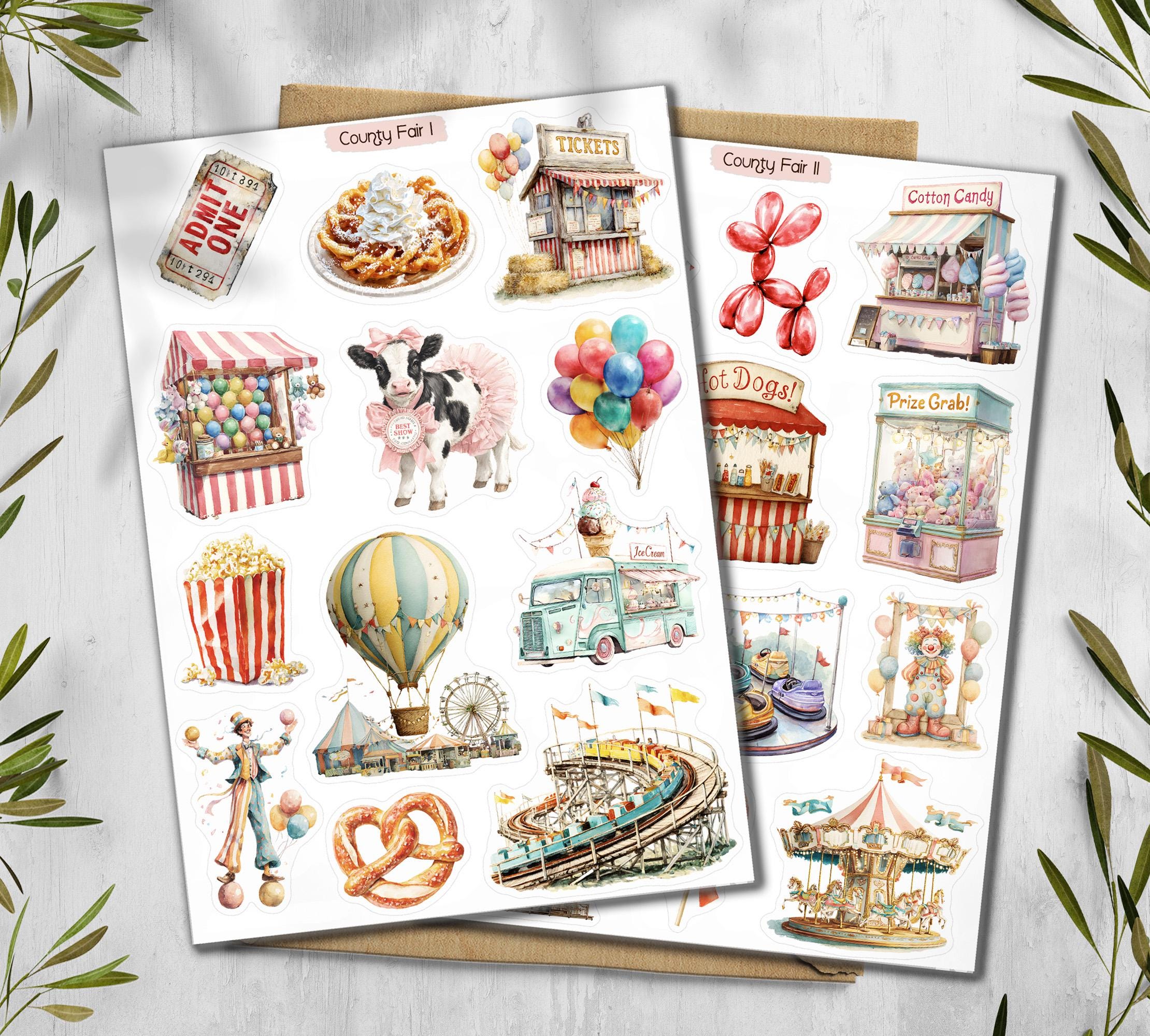 Country Fair Planner Stickers. Fair Market Scrapbooking Stickers.