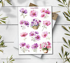 Cosmos Flower Stickers: Wildflower Spring Planner Stickers