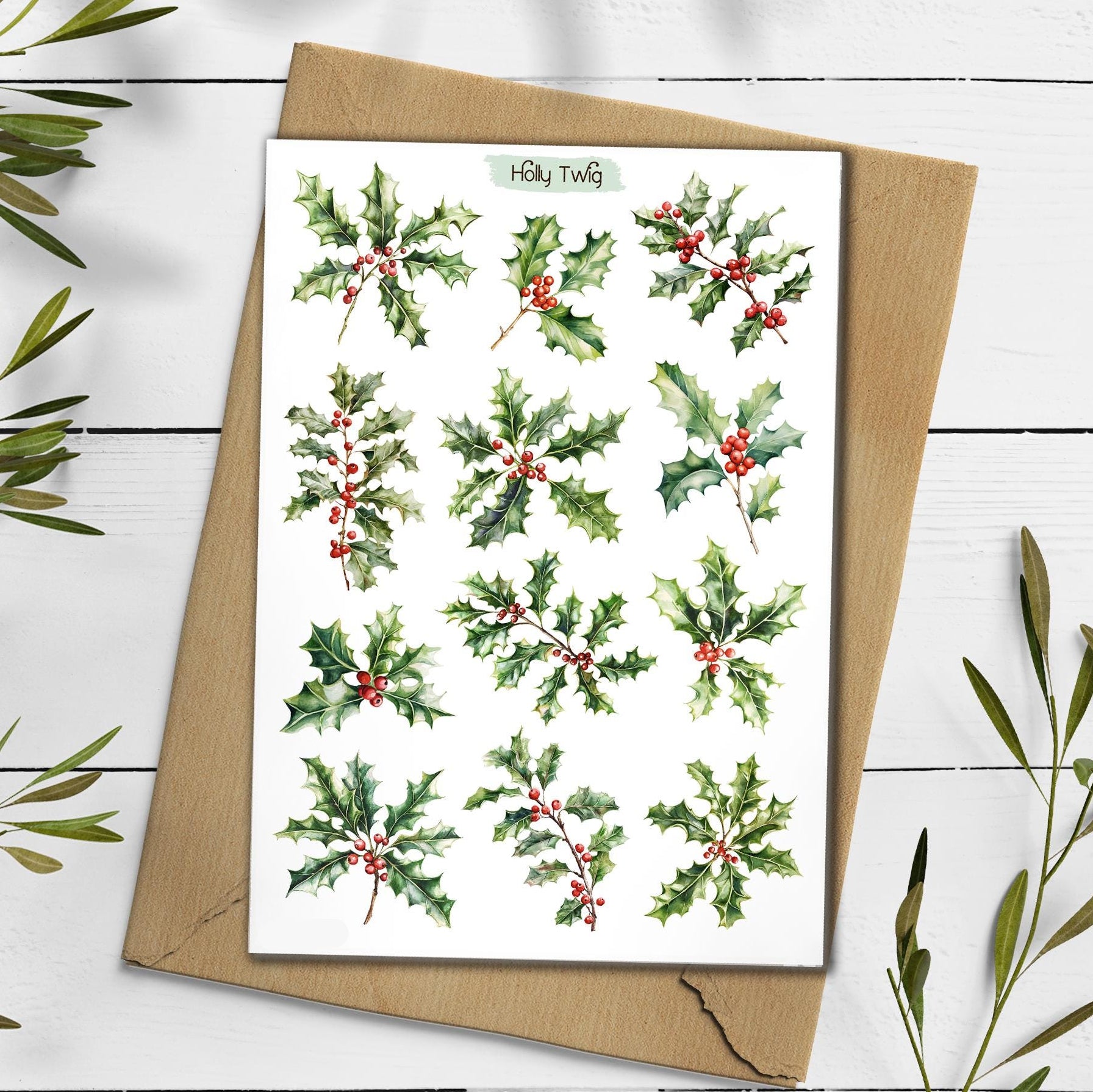 Holly Christmas Stickers