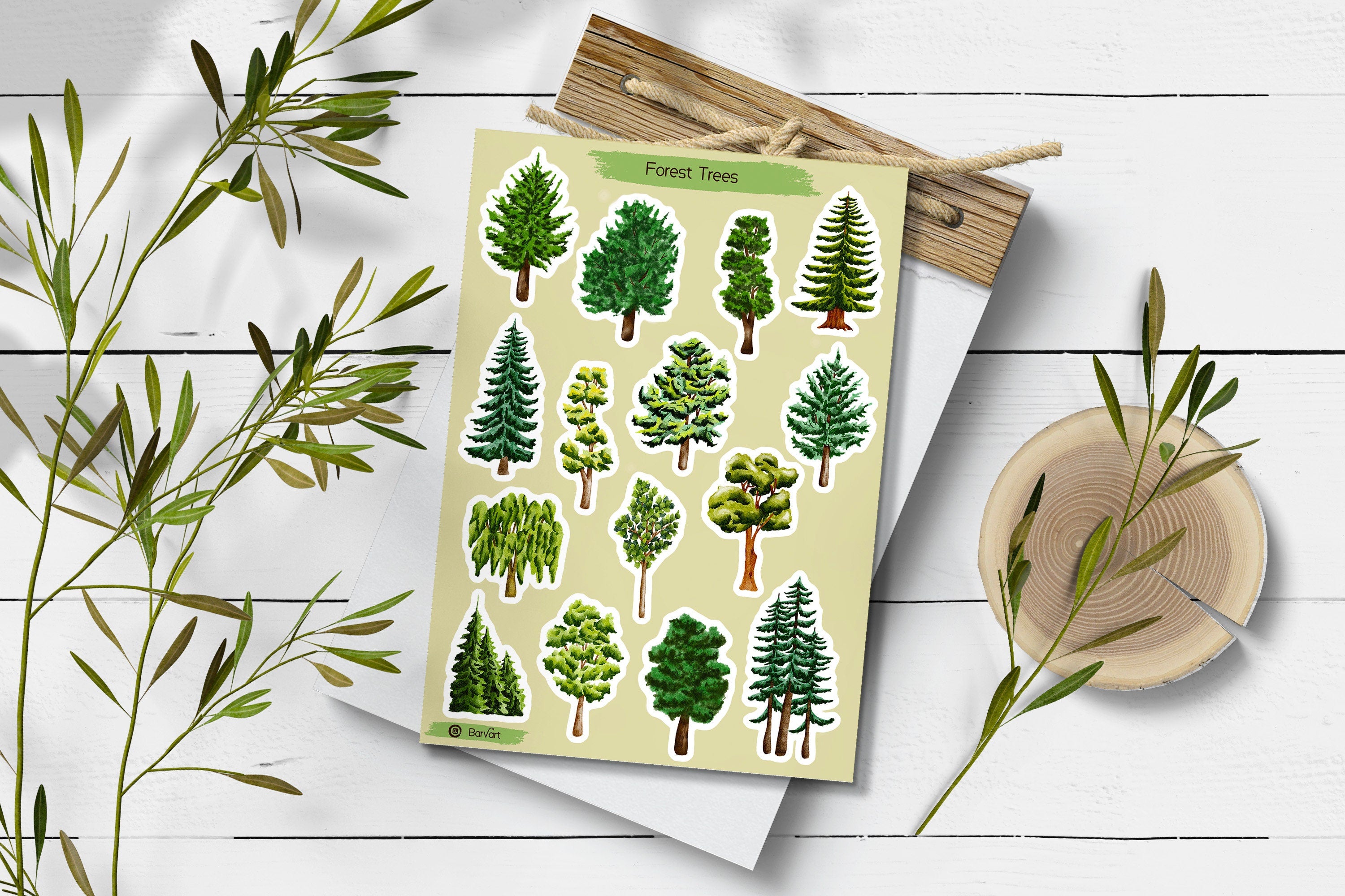 Watercolor Forest Stickers