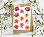 Dahlia Sticker Sheet: Floral Planner Stickers