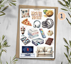Movie Night Planner Stickers. Cinema Scrapbooking Stickers. Theatre Hobby Decals