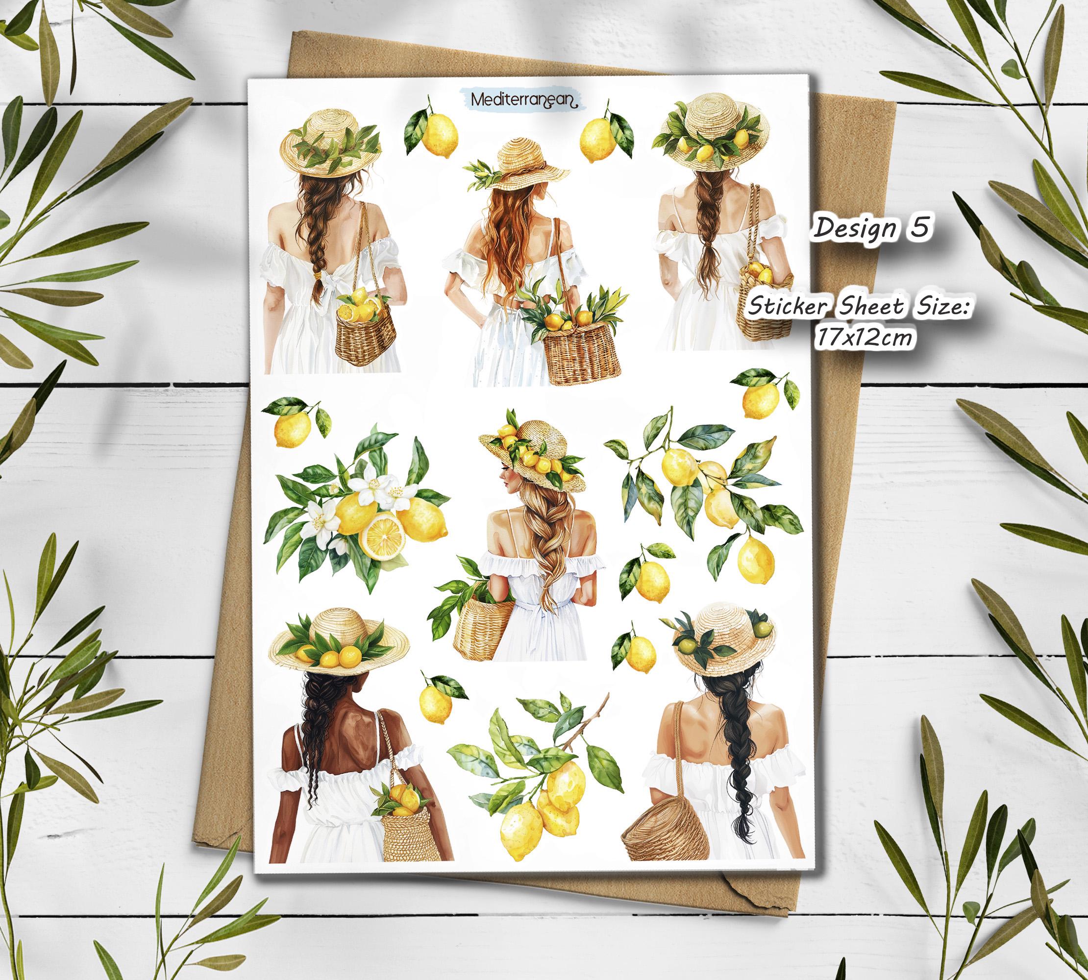 Mediterranean Stickers. Travel Stickers. Mediterranean Summer Holiday Stickers. Europe Stickers. Around the World. Lemon Scrapbooking