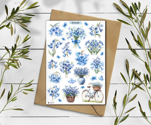 Bluebells Flower Stickers. Bluebells Sticker sheet. Spring Stickers. Bullet Journal. Floral Planner Sticker. Scrapbooking