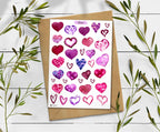 Watercolor Hearts Sticker Sheet: Planner, Journal, Scrapbook