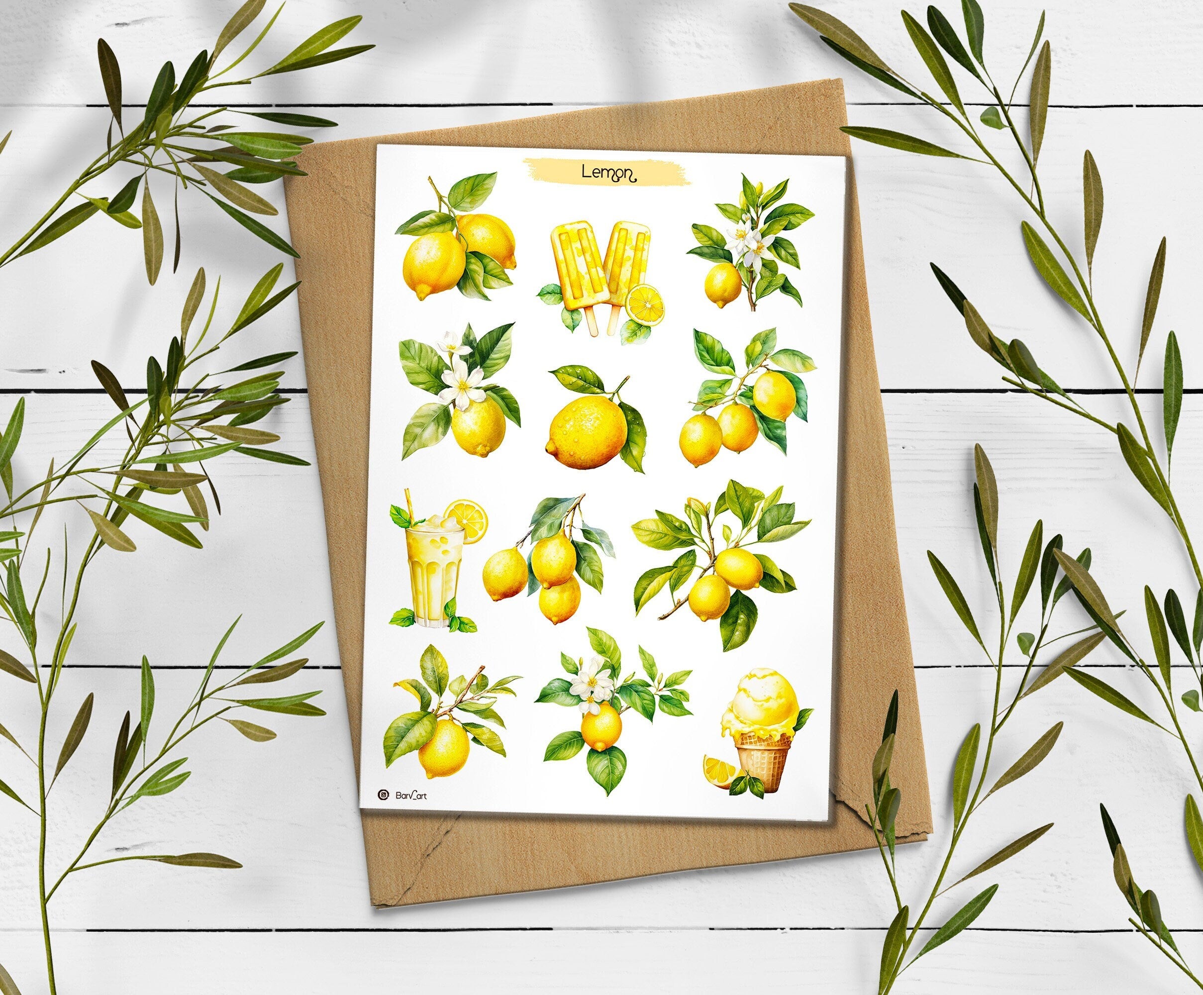 Lemon Stickers: Cottagecore Planner, Scrapbooking