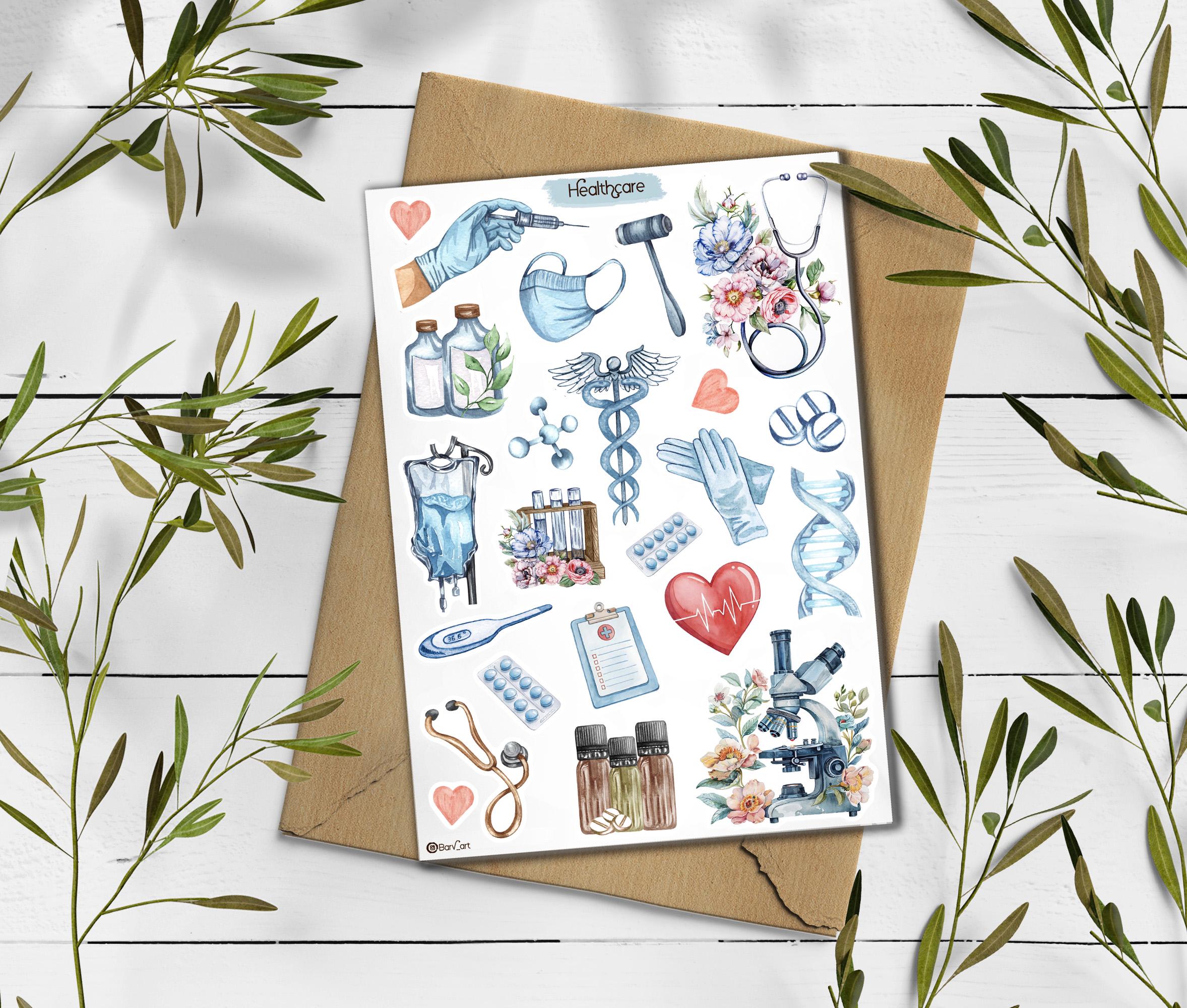 Healthcare Sticker Sheet: Nurse, Medical, Planner, Scrapbook