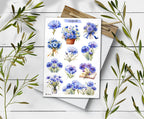Cornflower Stickers: Blue Wildflower Scrapbooking Stickers