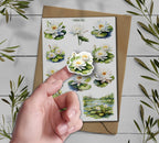 Water Lily Stickers: Lotus Flower, Planner Stickers