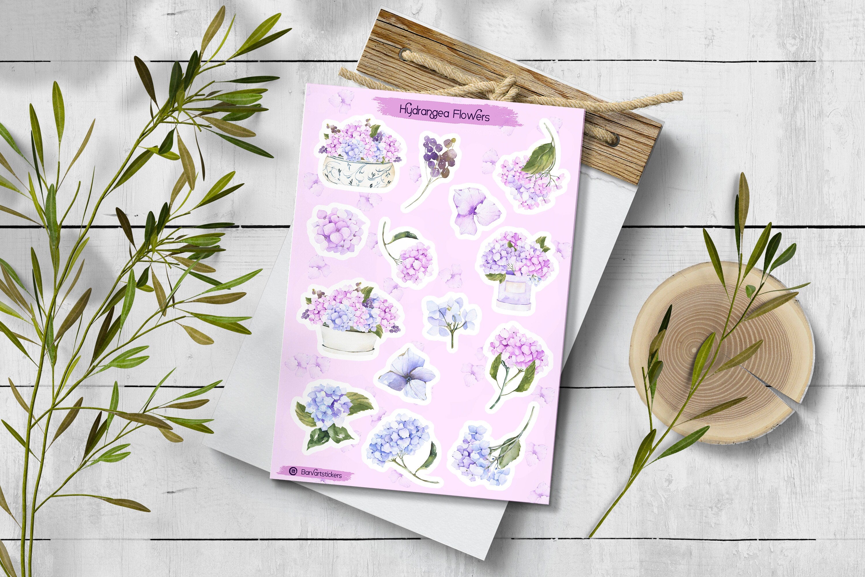 Hydrangea Sticker Sheet: Floral Planner Stickers