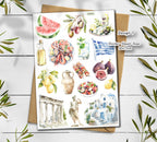 Greece Travel Sticker Sheet| Mediterranean Summer Stickers