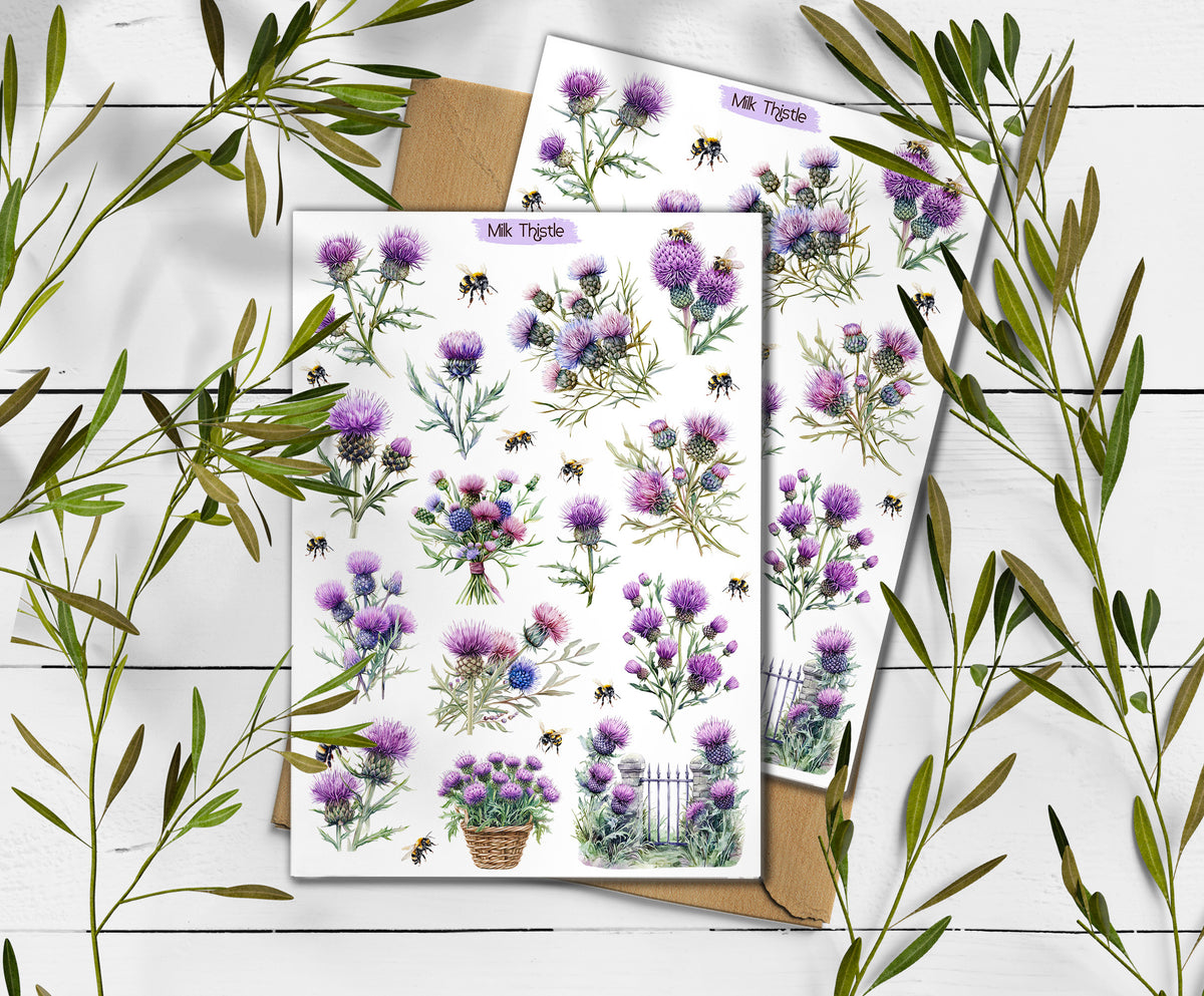 Milk Thistle Flowers Stickers 00174