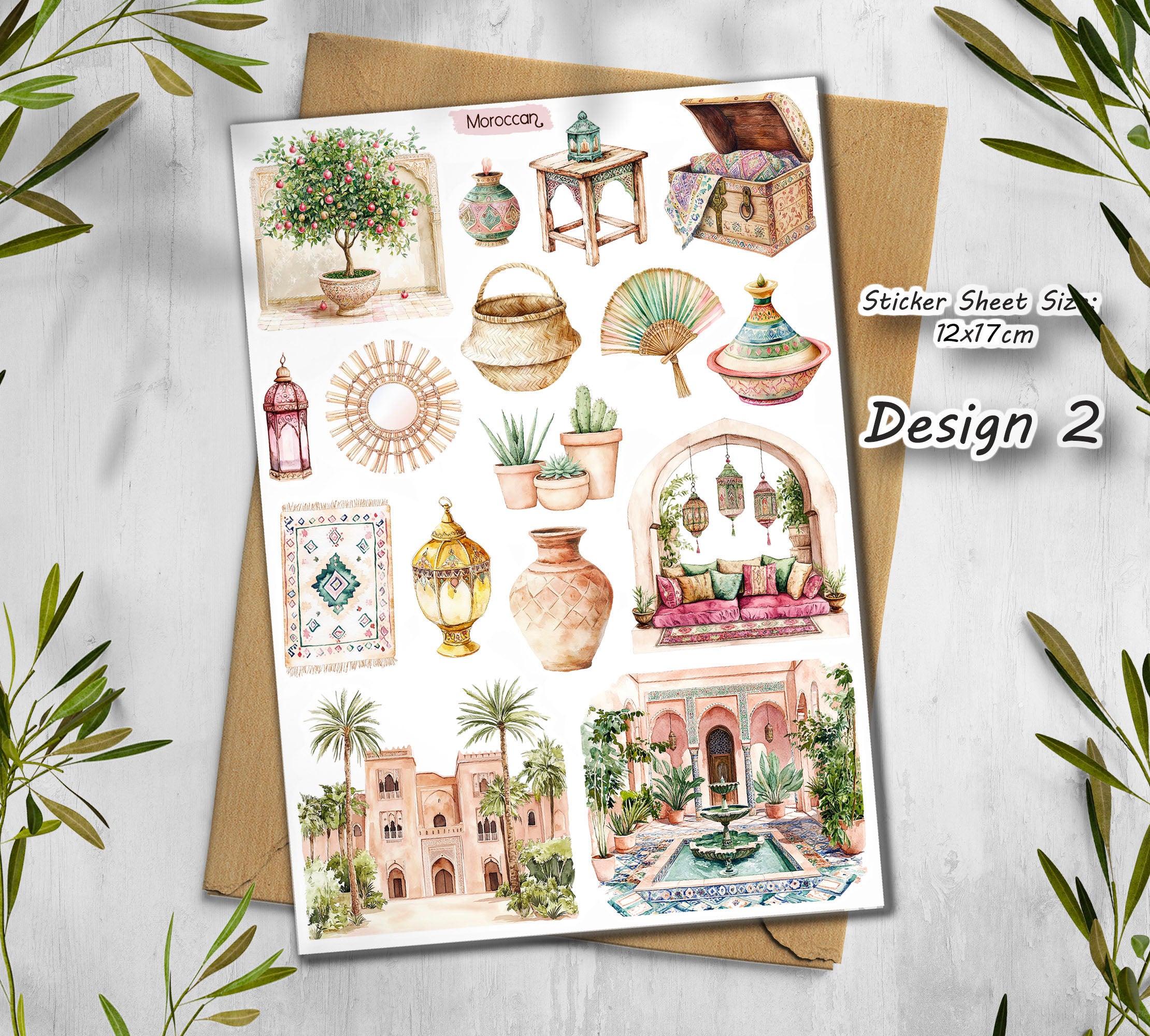 Moroccan Tile Stickers| Travel Scrapbook Planner Stickers