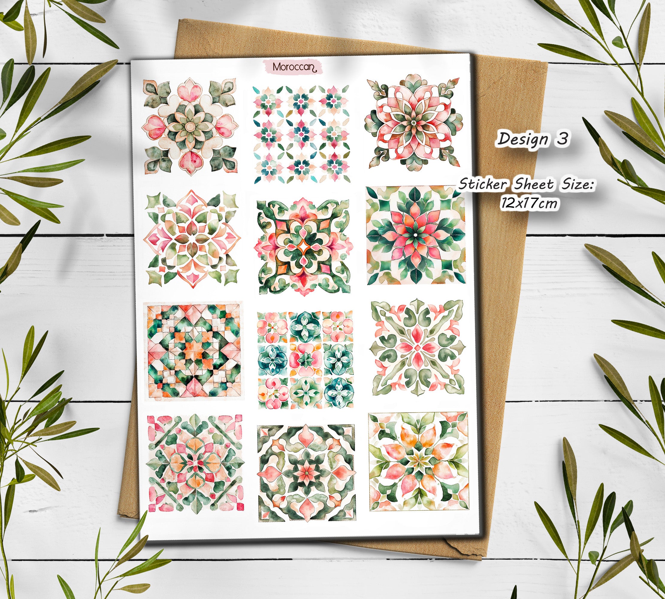 Moroccan Tile Stickers| Travel Scrapbook Planner Stickers